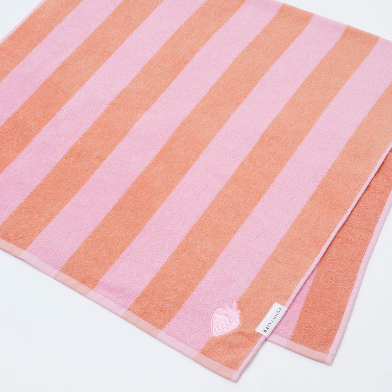 SUNNYLiFE Terry Beach Hooded Towel - Sea Seeker Strawberry