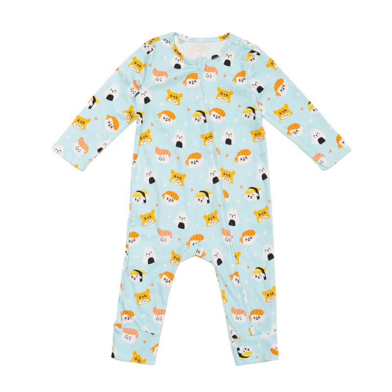 Cotton Pigs Sushi Animals Organic Zip-Up Sleepsuit