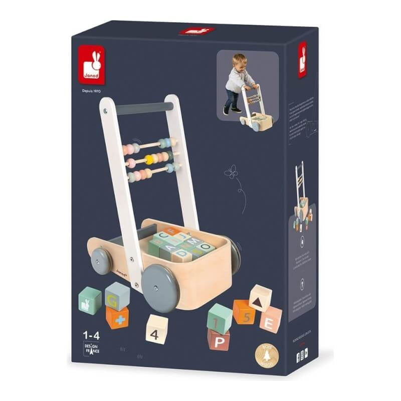 Janod Sweet Cocoon Cart with ABC Blocks
