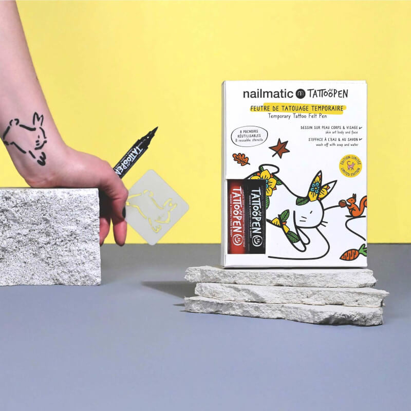 nailmatic TATTOOPEN Duo Set - The Rabbit by Ami Imaginaire (with 8 Stencils)