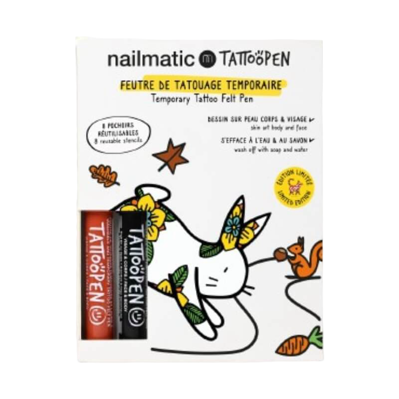 nailmatic TATTOOPEN Duo Set - The Rabbit by Ami Imaginaire (with 8 Stencils)