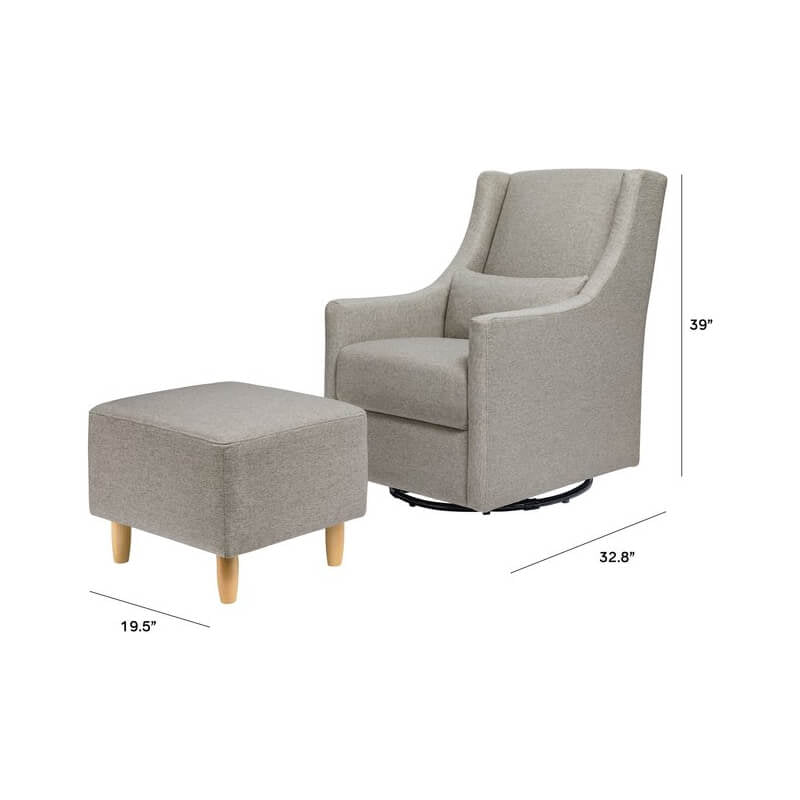 Babyletto Toco Swivel Glider & Ottoman - Performance Grey Eco-Weave