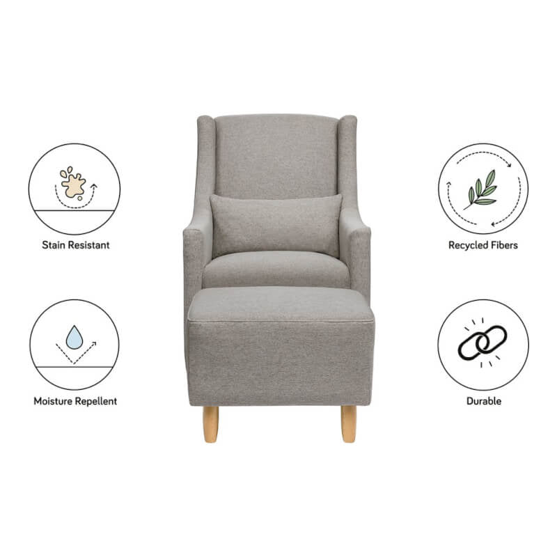 Babyletto Toco Swivel Glider & Ottoman - Performance Grey Eco-Weave
