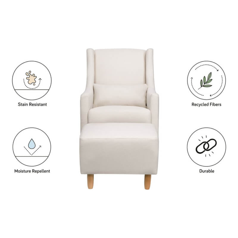 Babyletto Toco Swivel Glider & Ottoman - Performance Cream Eco-Weave