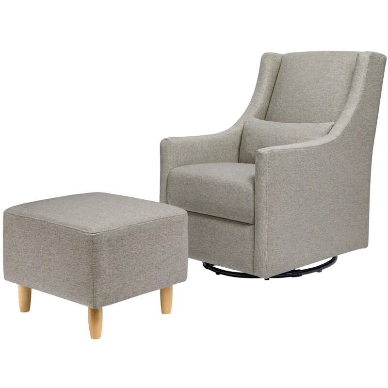 Babyletto Toco Swivel Glider & Ottoman - Performance Grey Eco-Weave
