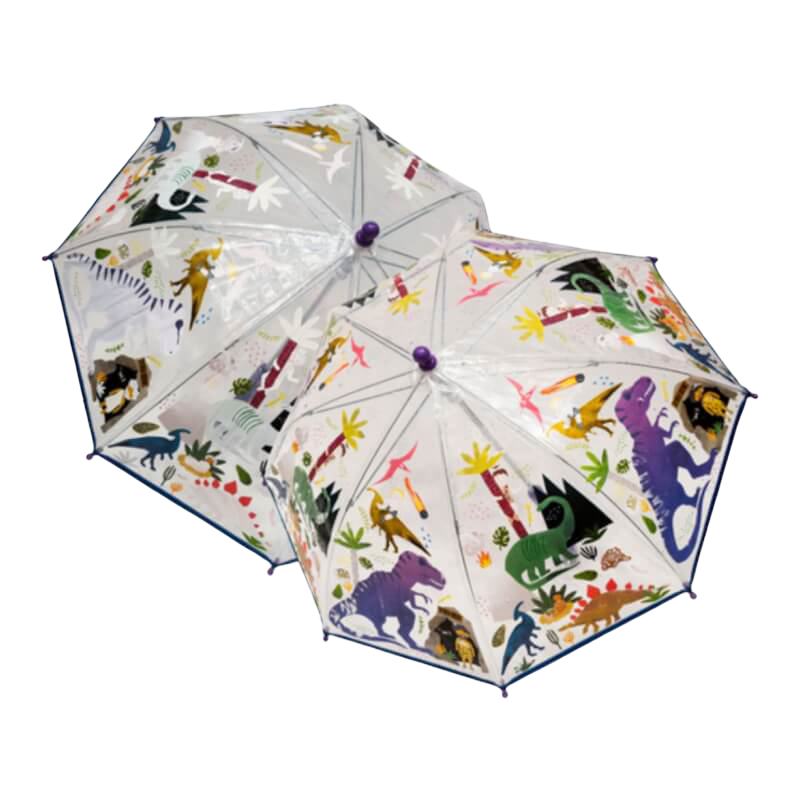 Floss & Rock Transparent Colour Changing Umbrella - Dinosaur