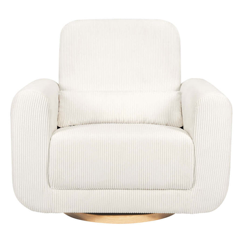 Babyletto Tuba Extra Wide Swivel Glider - Ivory Corduroy with Light Wood Base