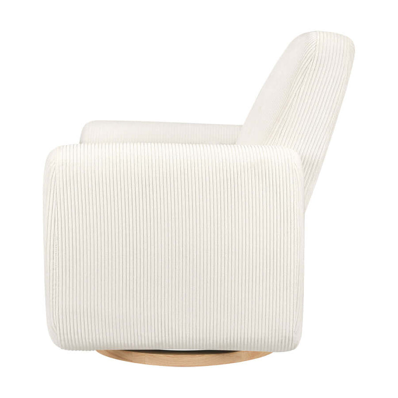 Babyletto Tuba Extra Wide Swivel Glider - Ivory Corduroy with Light Wood Base