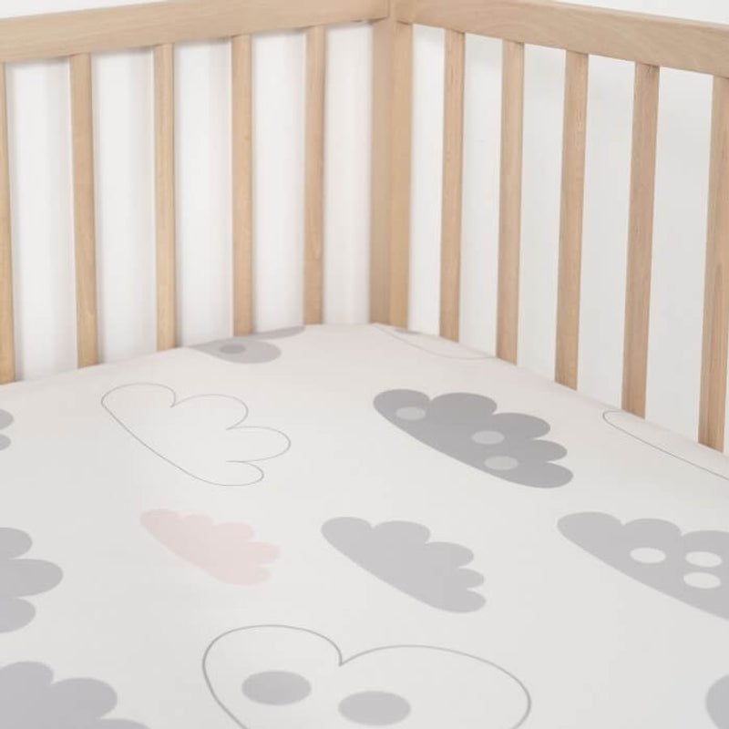 Jadaloo Anti-Dustmite Ultra Soft Crib Fitted Sheet 120x60cm - Pink Clouds