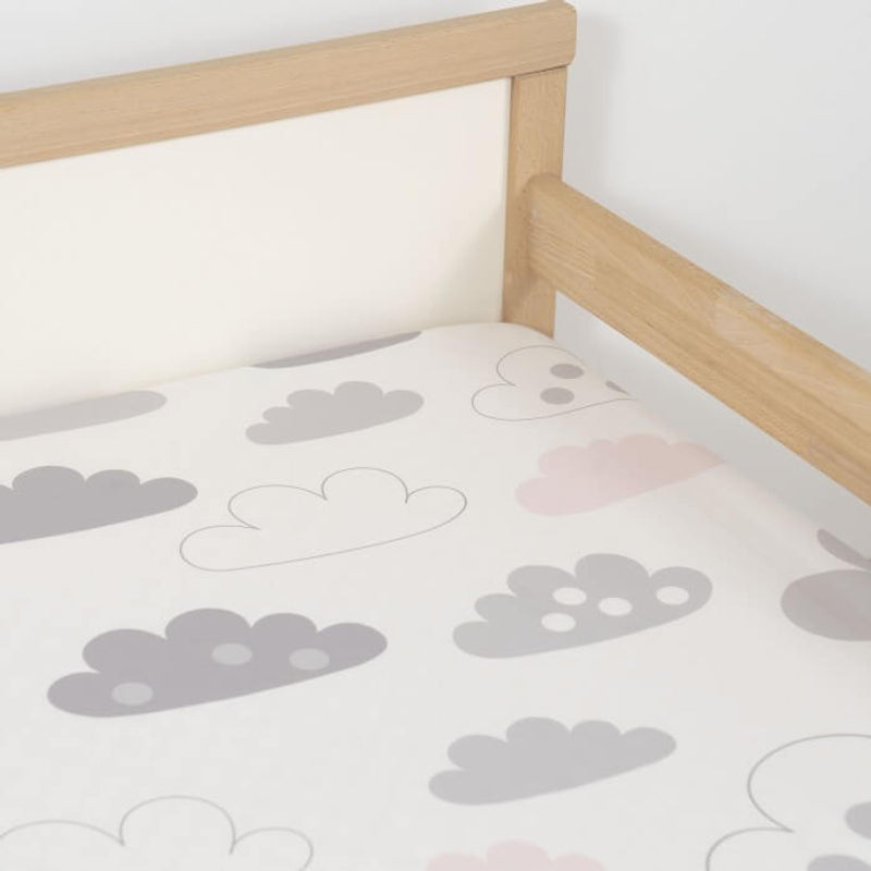 Jadaloo Anti-Dustmite Ultra Soft Crib Fitted Sheet 120x60cm - Pink Clouds