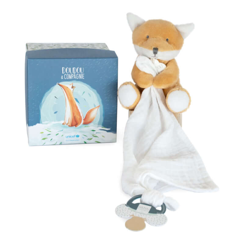 Doudou et Campagnie UNICEF Doll with Doudou Pacifier Clip - Fox 12cm