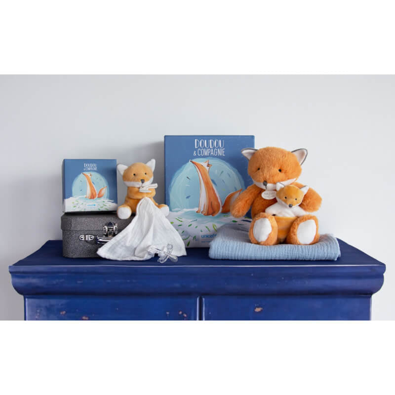Doudou et Campagnie UNICEF Doll with Doudou Pacifier Clip - Fox 12cm