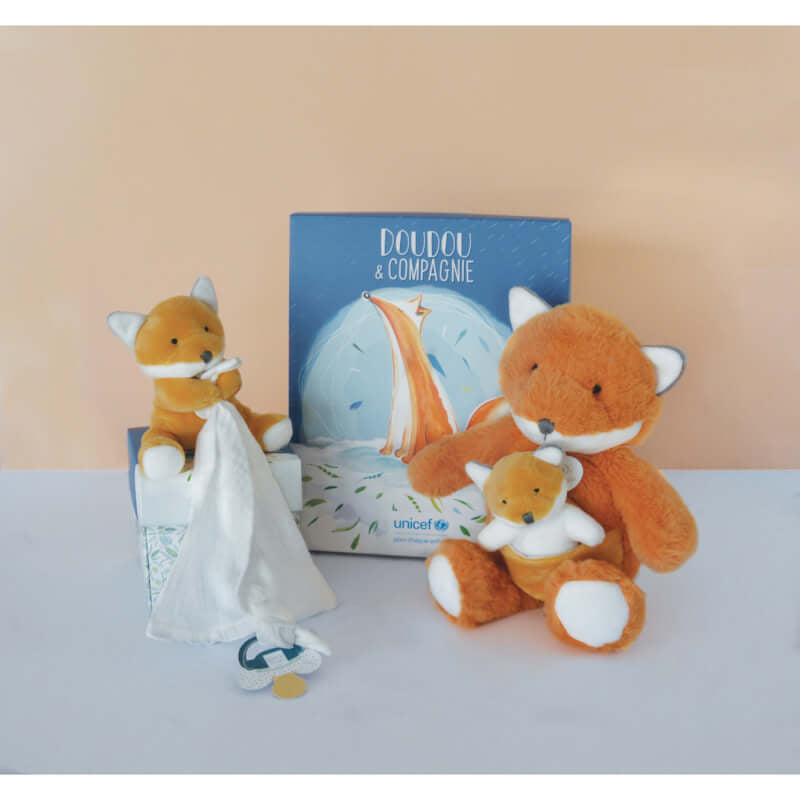 Doudou et Campagnie UNICEF Doll with Doudou Pacifier Clip - Fox 12cm