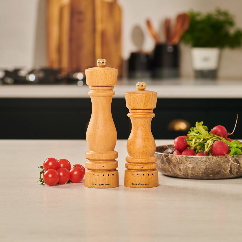 Cole & Mason London 180mm/ 7in Natural Beech Grind Select Gift Set