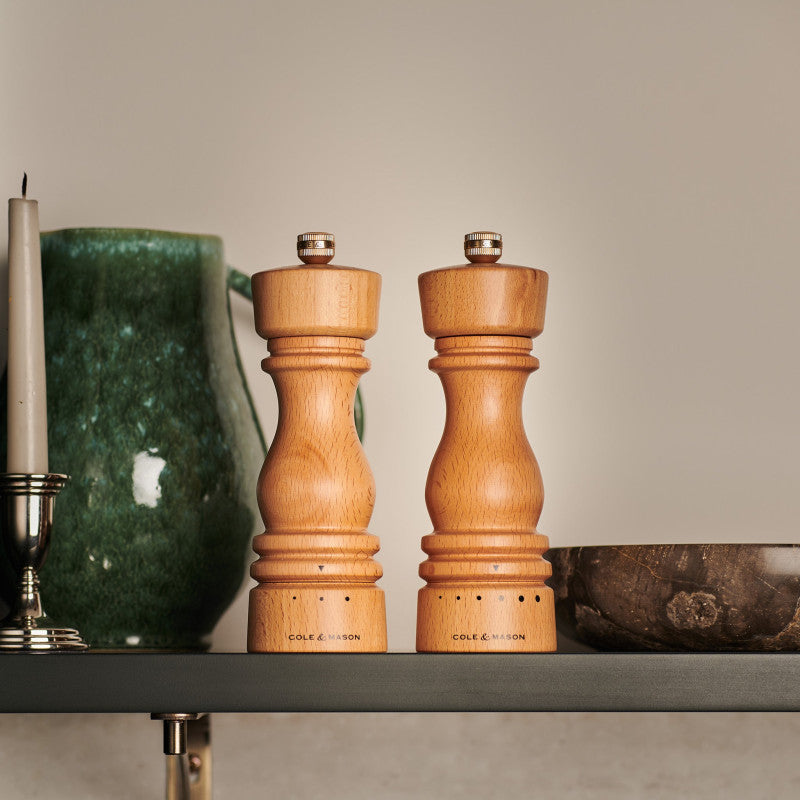 Cole & Mason London 180mm/ 7in Natural Beech Grind Select Gift Set
