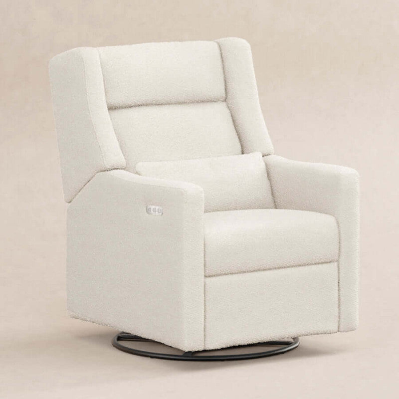 Babyletto Kiwi Plus Power Recliner and Swivel Glider with Power Adjustable Headrest and USB Port - Performance Ivory Boucle