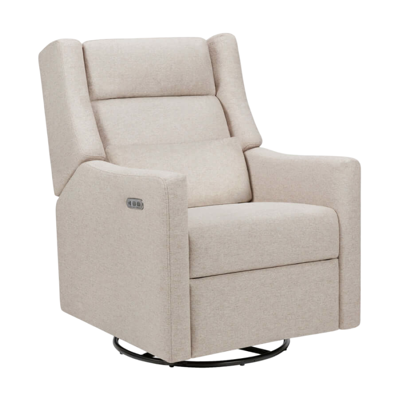 Babyletto Kiwi Plus 電動躺椅/旋轉搖椅,帶電動可調式頭枕和 USB 接口 - Performance Beach Eco-Weave 面料