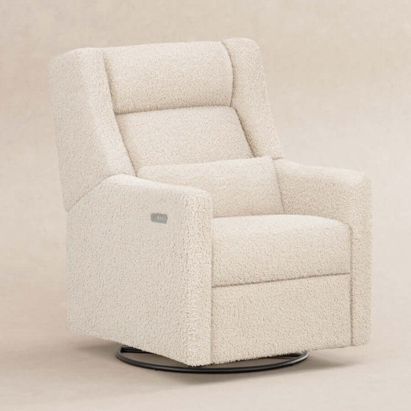 Babyletto Kiwi Plus Power Recliner and Swivel Glider with Power Adjustable Headrest and USB Port - Almond Teddy Loop Babyletto