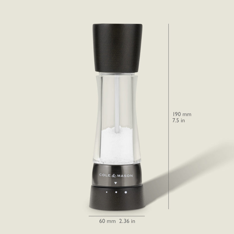 Cole & Mason Derwent 190mm/ 7.5in Black Wood Salt&Pepper Gift Set (Filled)