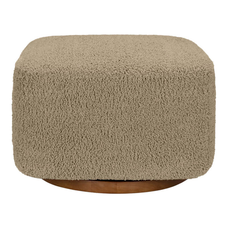 Babyletto Kiwi Gliding Ottoman - Latte Teddy Loop with Dark Wood Base