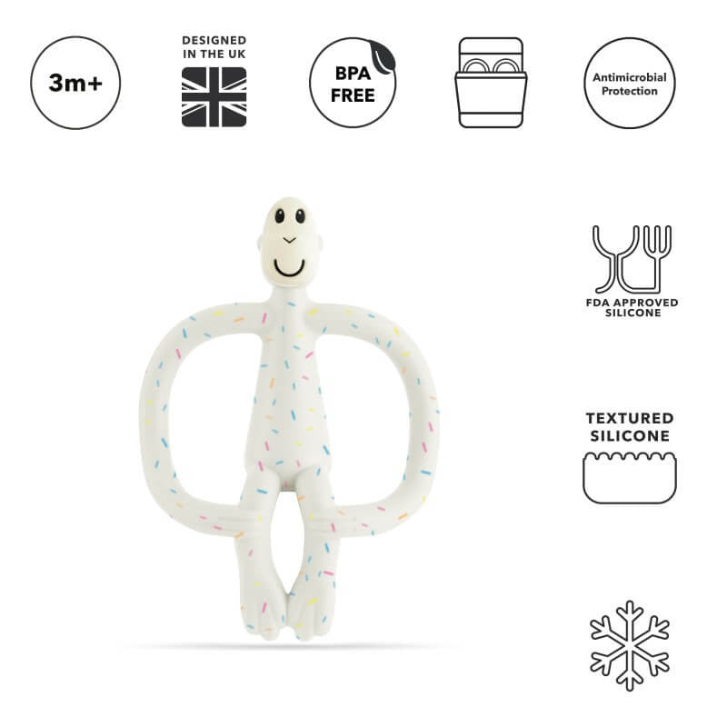 Matchstick Monkey Original Teething Toy With Tail - Confetti Cream