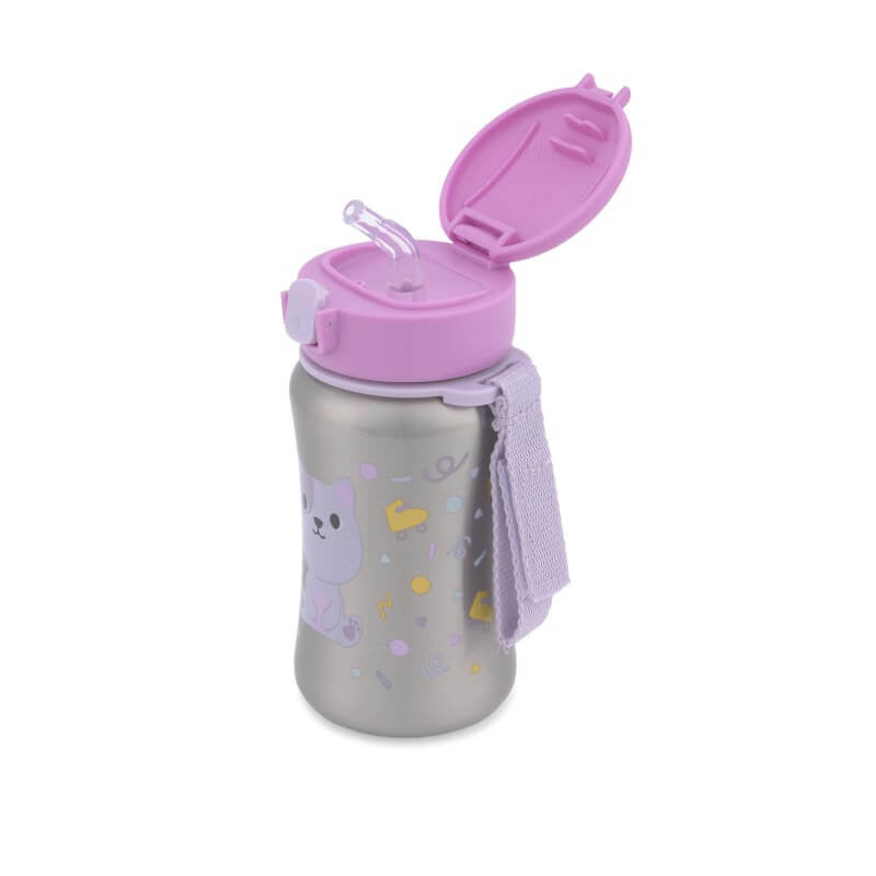 Skip Hop Besties Squad Stainless Steel Straw Bottle - Cat
