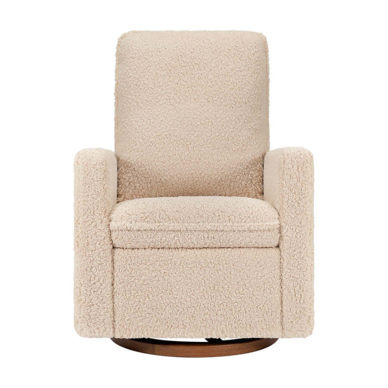 Babyletto Cali Pillowback Swivel Glider - Chai Shearling with Dark Wood Base Babyletto