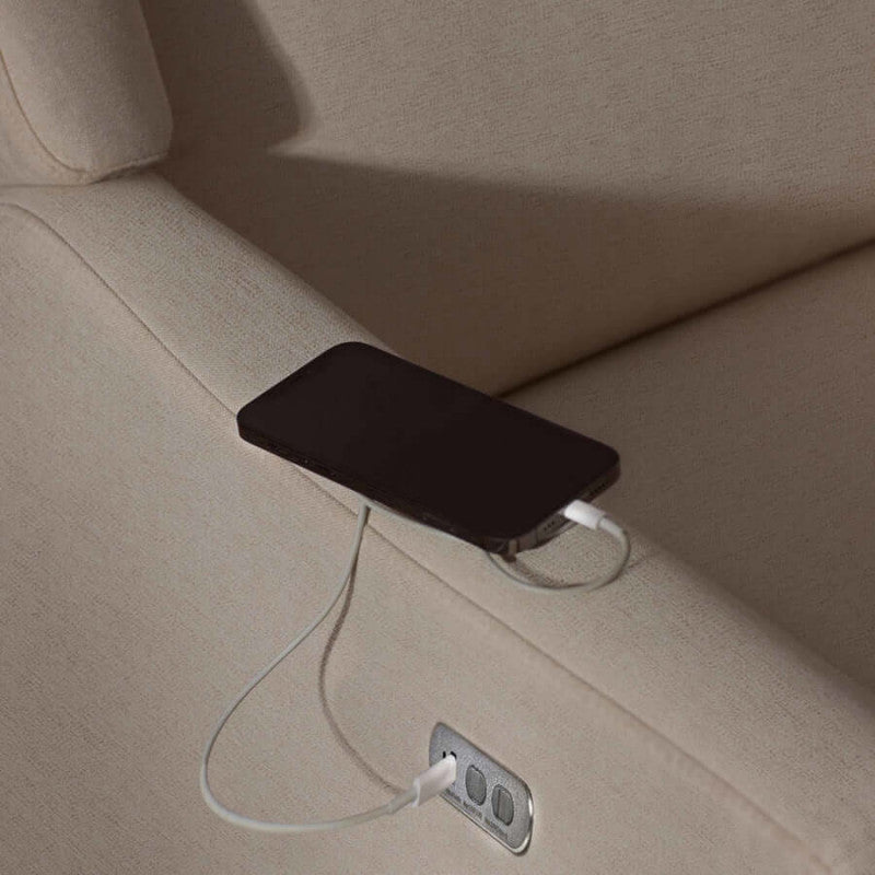 Babyletto Kiwi Plus 電動躺椅/旋轉搖椅,帶電動可調式頭枕和 USB 接口 - Performance Beach Eco-Weave 面料