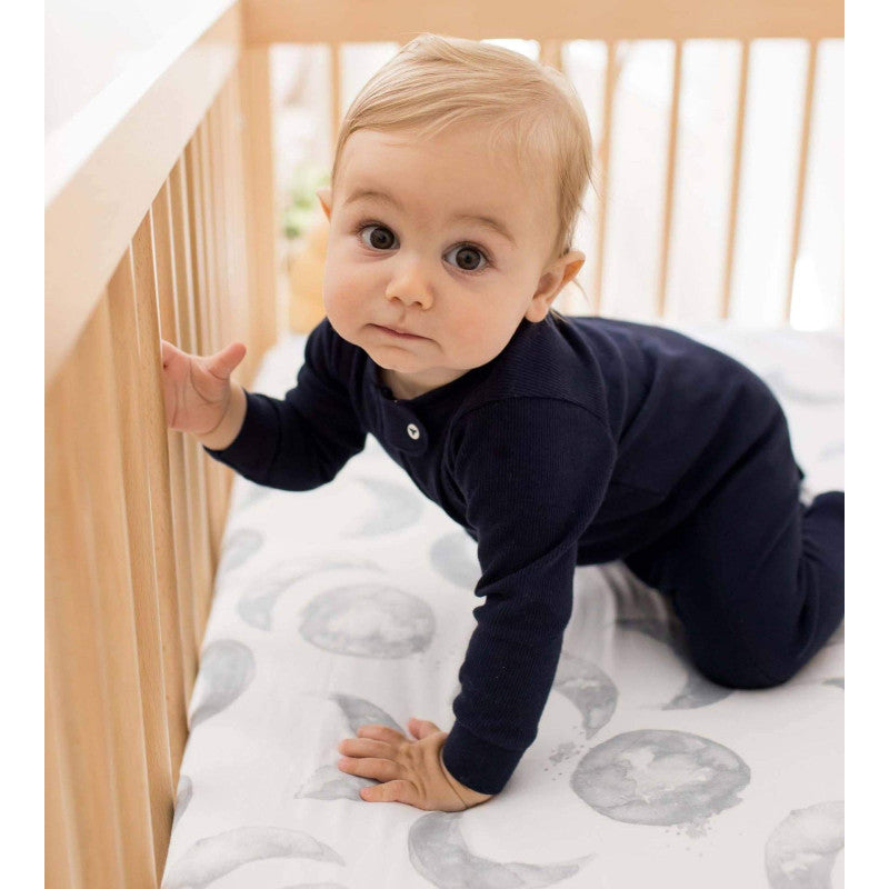 Burt's Bees Baby Boys Organic Cotton Sleep and Play Footed Pajamas - Midnight Solid Rib