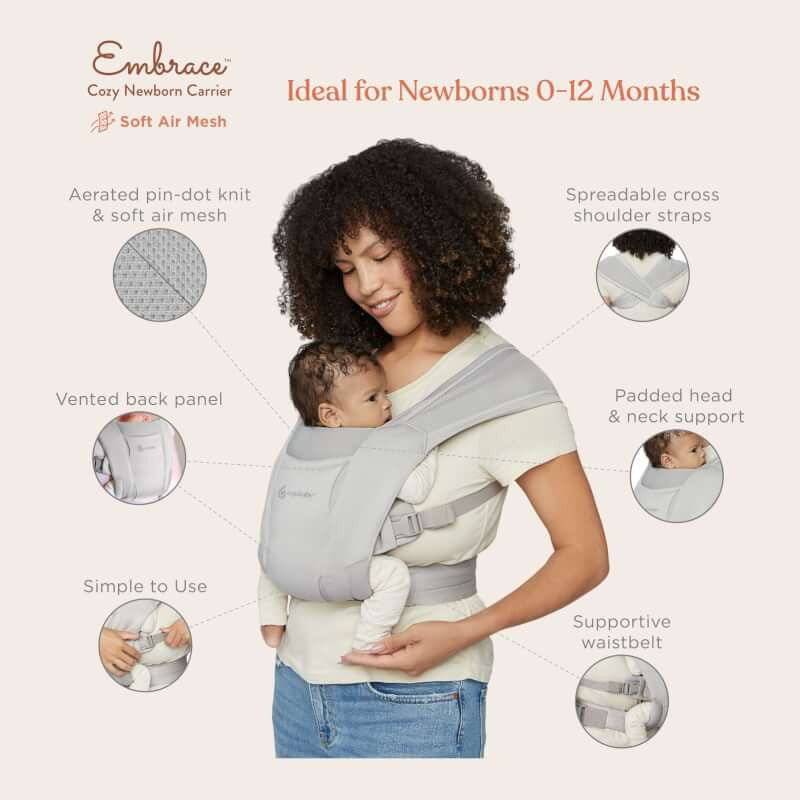 Ergobaby Embrace Cozy Newborn Carrier - Soft Air Mesh