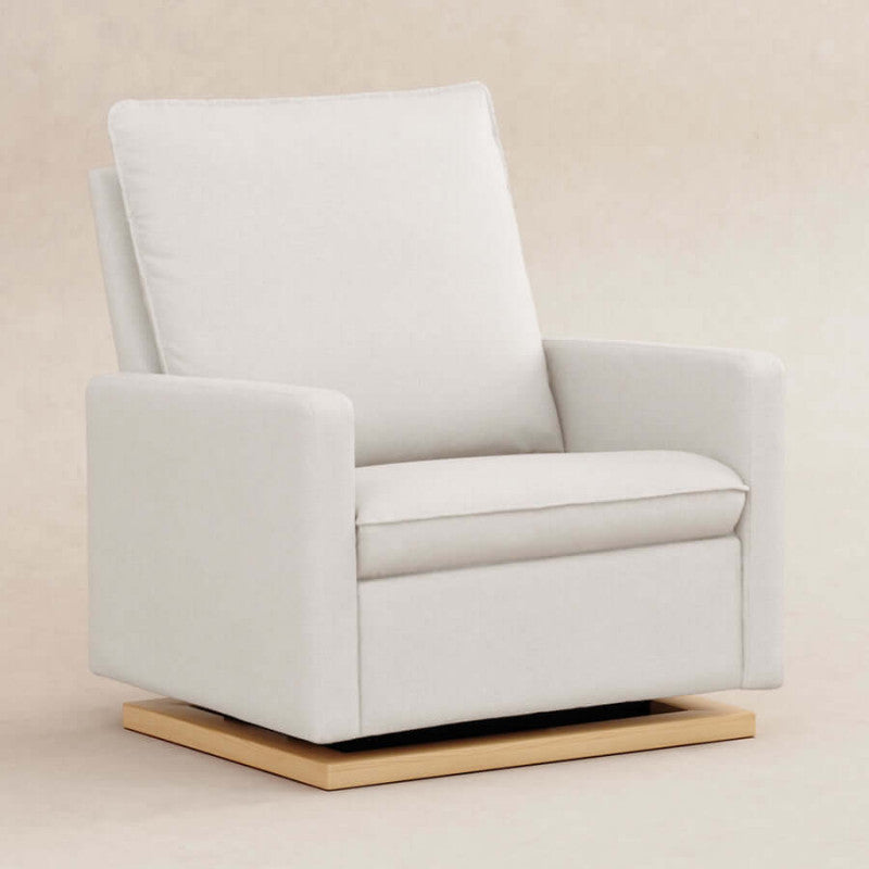 Babyletto Cali Pillowback Chair and a Half Glider - Performance Cream Eco-Weave with Light Wood Base Babyletto