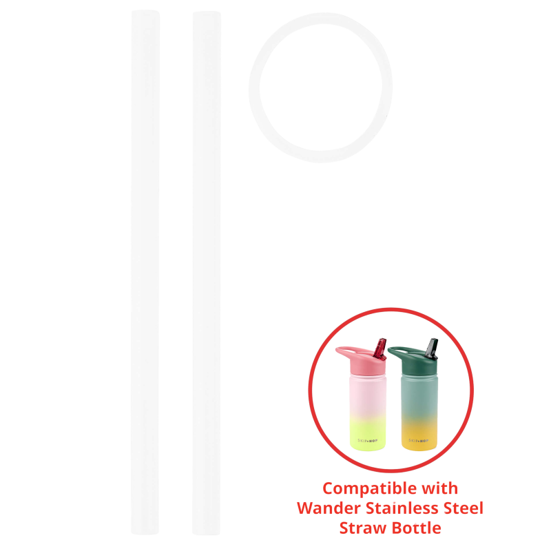 Skip Hop Wander Stainless Steel Water Bottle Extra Straws 2-Pack