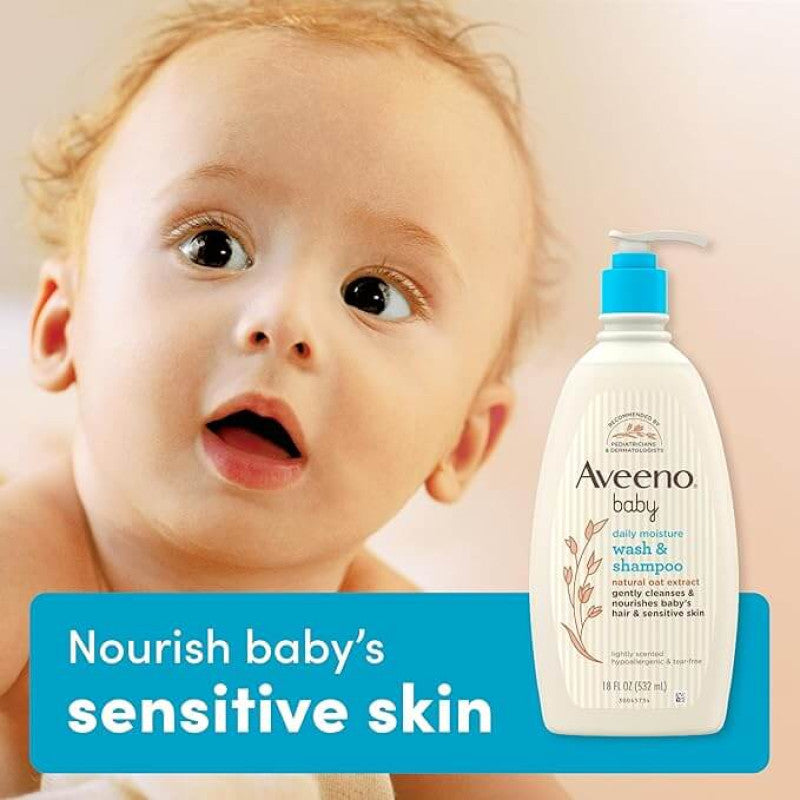 Aveeno Baby Daily Moisture Wash & Shampoo Lightly Scented - Natural Oat Extract 532ml