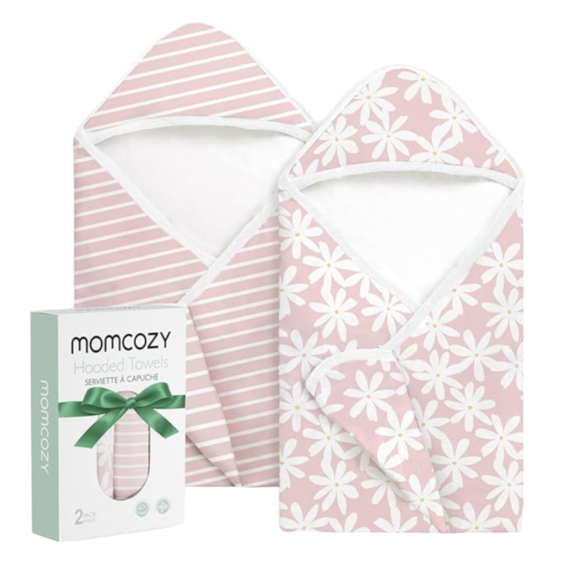 Momcozy Hooded Baby Towel Ultra Soft 2 in a pack - Bloom Bliss XL 90 X 90cm