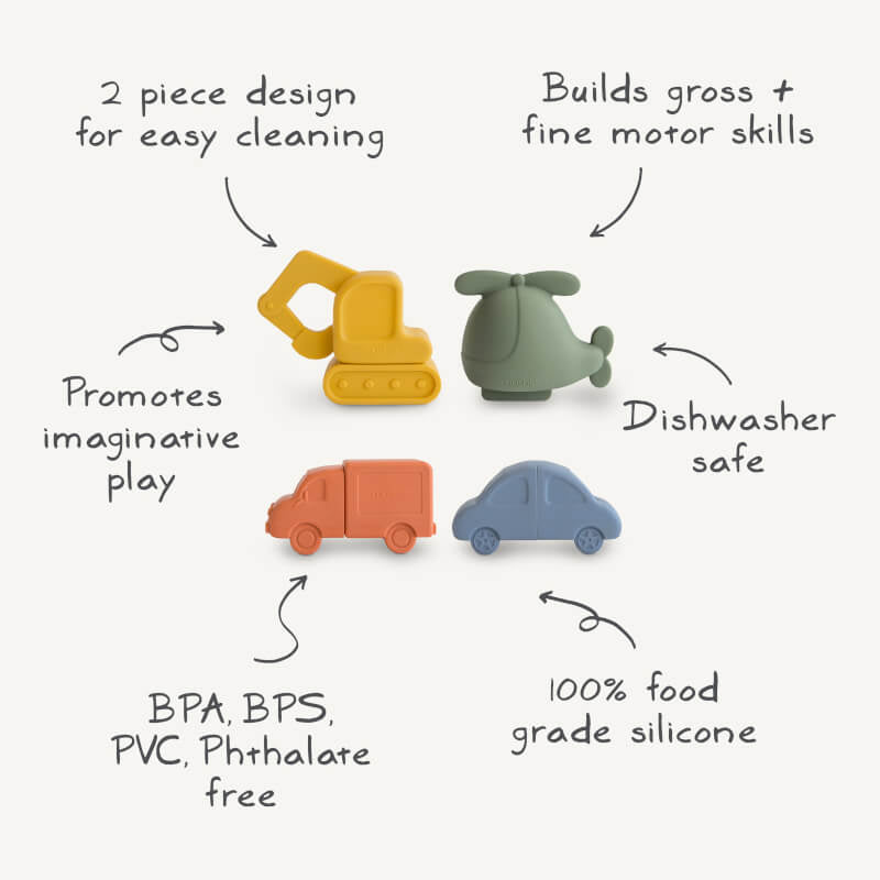 Mushie Vehicles Mold Free Bath Play Set - 4 Pack