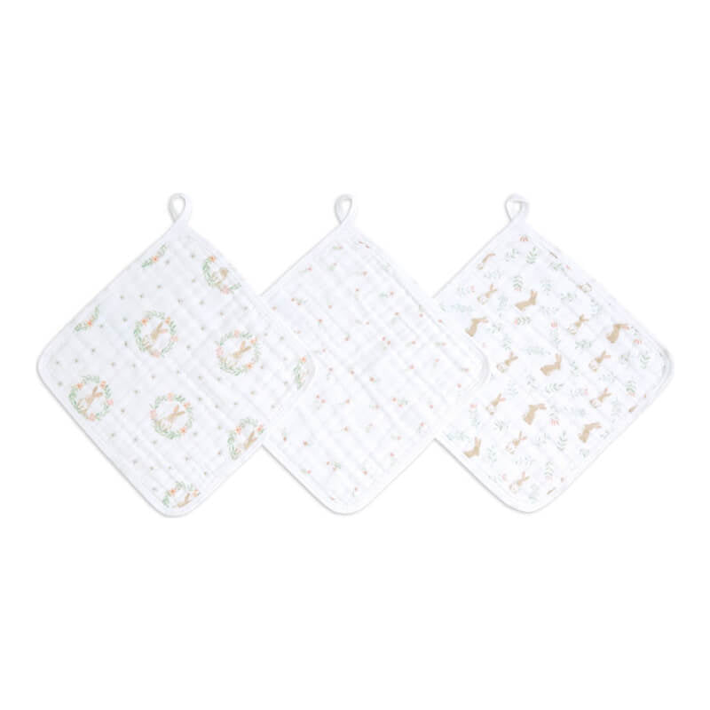 aden + anais Washcloth Set 3-Pack - Blushing Bunnies