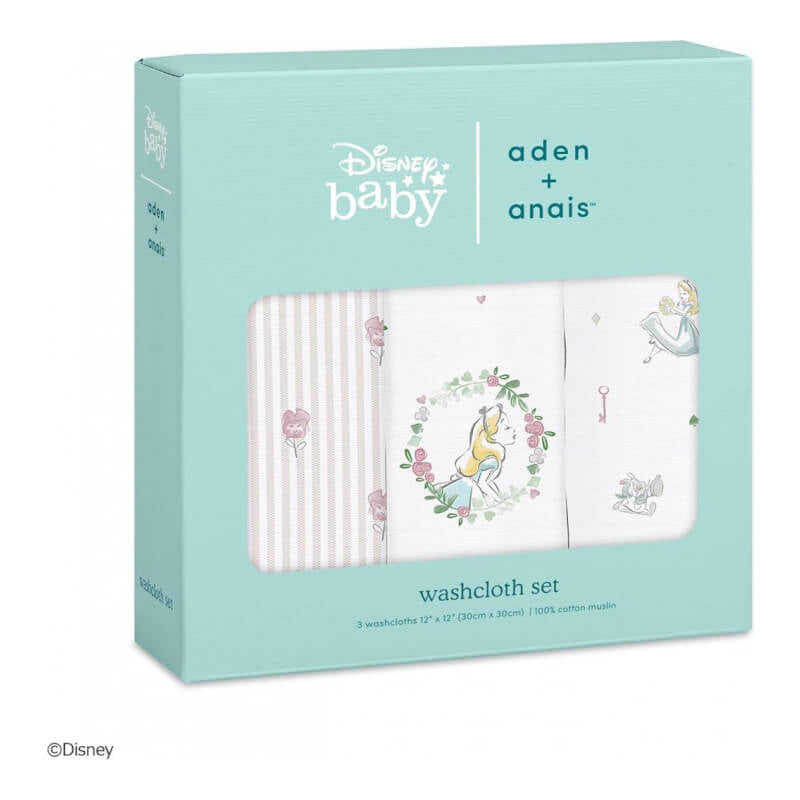 aden + anais 洗臉套裝 3 件裝 - 迪士尼嬰兒,愛麗絲夢遊仙境