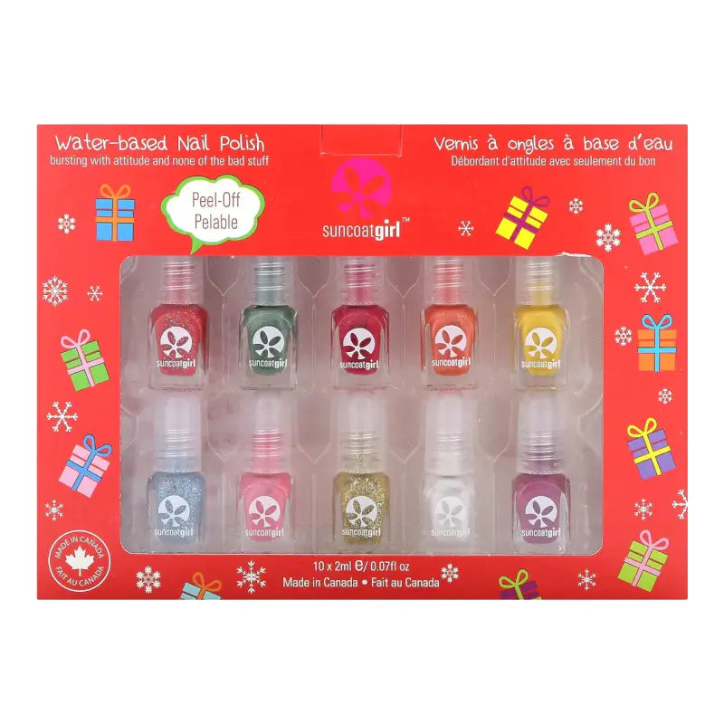 Suncoat Girl Water-Based Nail Polish Merry Mini Mani Kit 12 Piece Kit