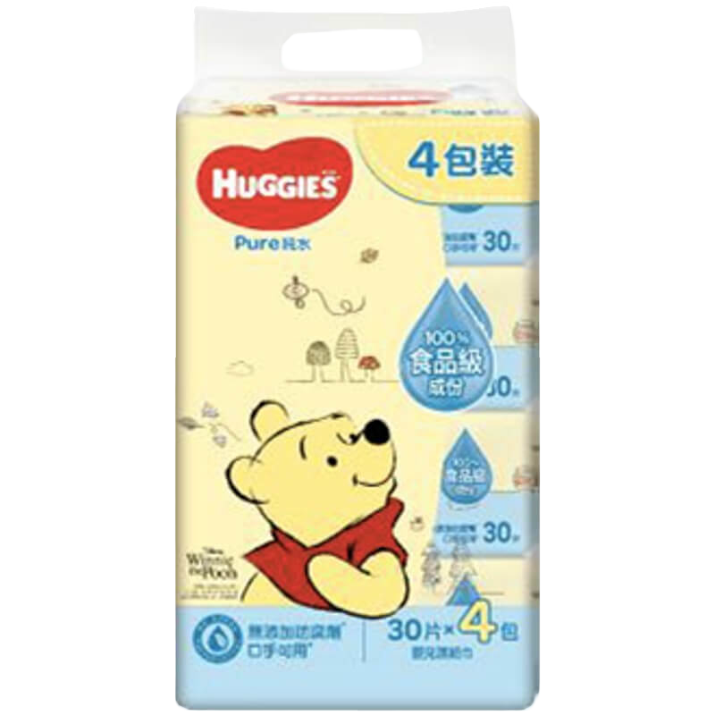 好奇小熊維尼純淨水嬰兒濕紙巾 - 30片 x 4包