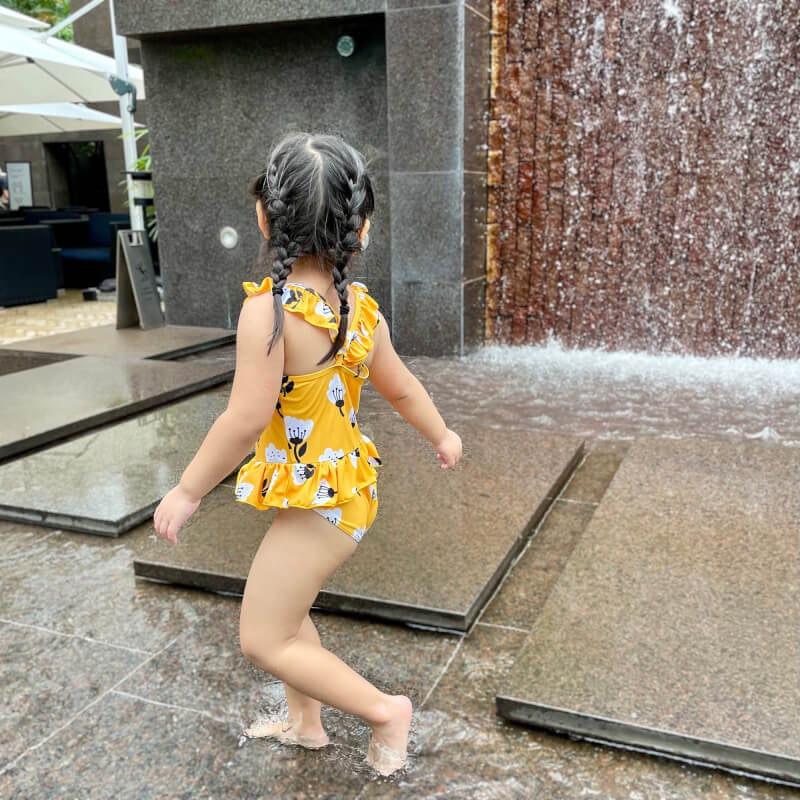 棉豬黃鬱金香嬰兒幼兒泳衣