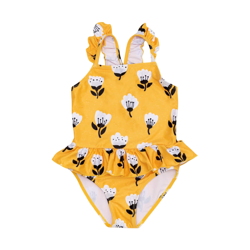 Cotton Pigs Yellow Tulips Baby Toddler Swimsuit