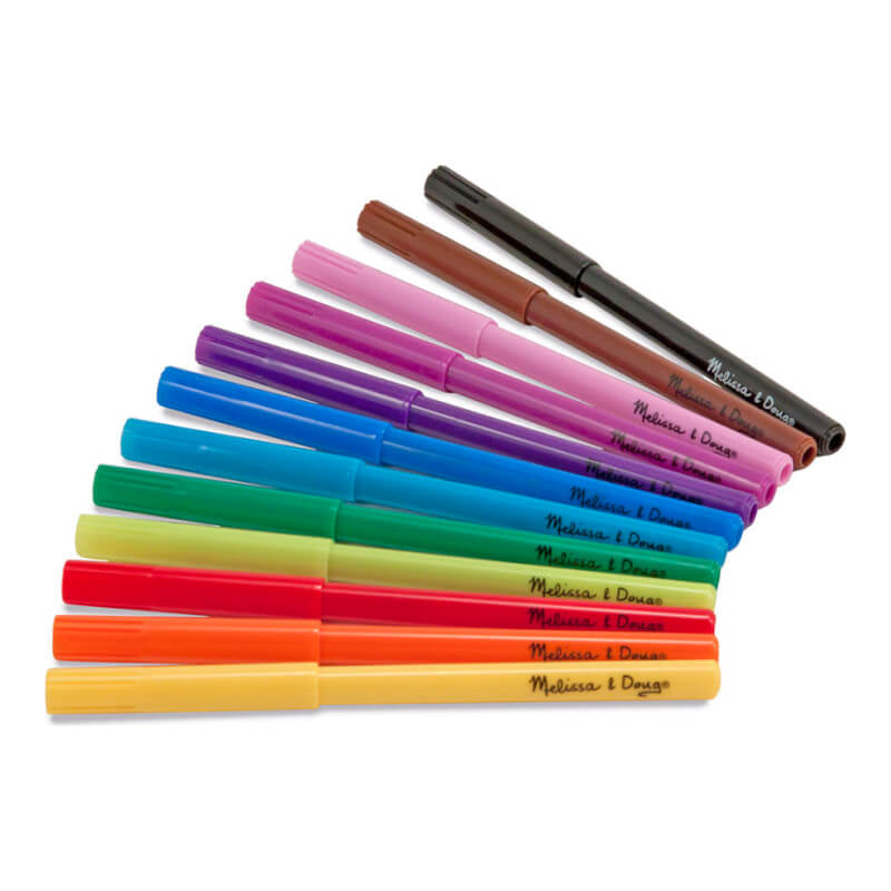 Melissa & Doug 12 Washable Non-Roll Markers Set