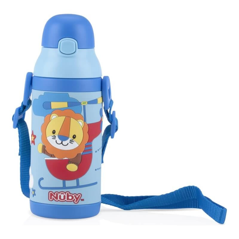 Nuby Twin Handle 3D Printed Stainless Steel Cup with Exchangeable Strap 385ml