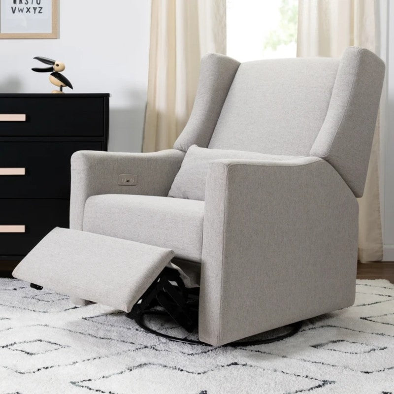 Babyletto Kiwi Electronic Recliner & Swivel Glider w/ USB Port - Performance Grey Eco-Weave