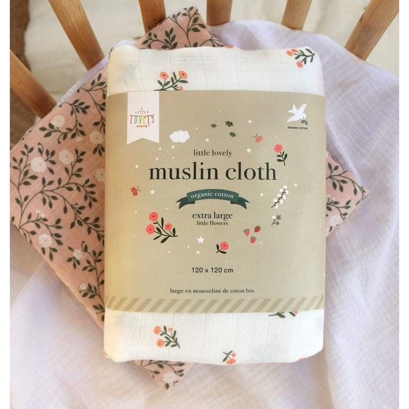 A Little Lovely Company Muslin Cloth Set of 2 - Little Flowers
