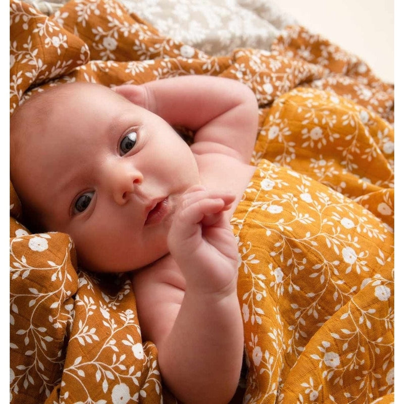 A Little Lovely Company Muslin Cloth Set of 2 - Blossom - Caramel