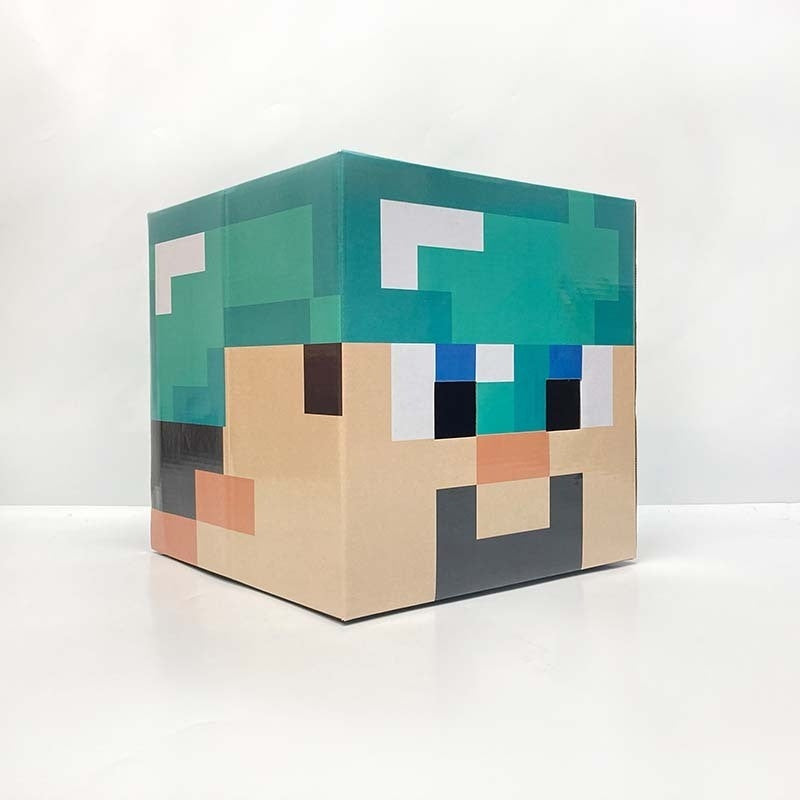 Pixel Art Toy Diamond Steve Cardboard Head