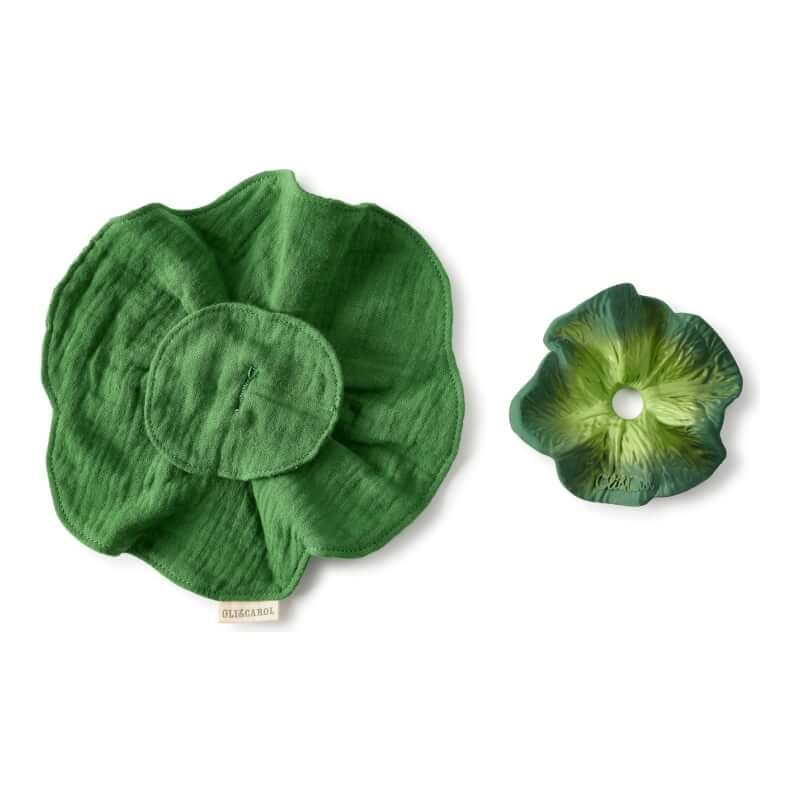 Oli&Carol 2-in-1 Teether & Muslin - Kendall the Kale