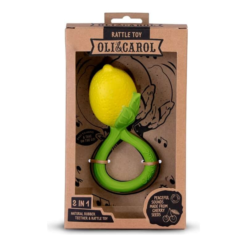 Oli&Carol 2-in-1 Teether & Rattle Toy - Lemon