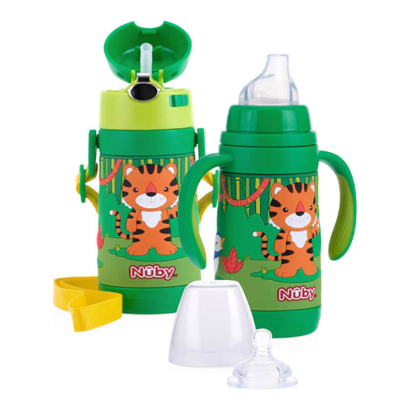 Nuby 3-Stage Stainless Steel Cup Set with 3D Sleeve 300ml